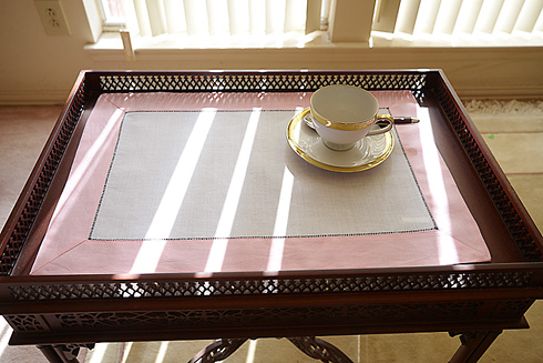 White Hemstitch Placemat 14"x20". Candy Pink color border - Click Image to Close